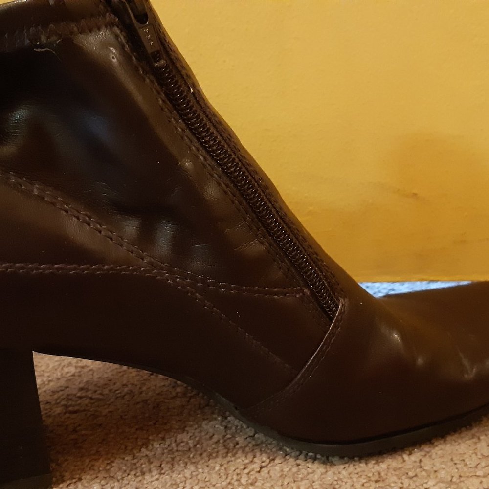 Brown Faux Leather Booties